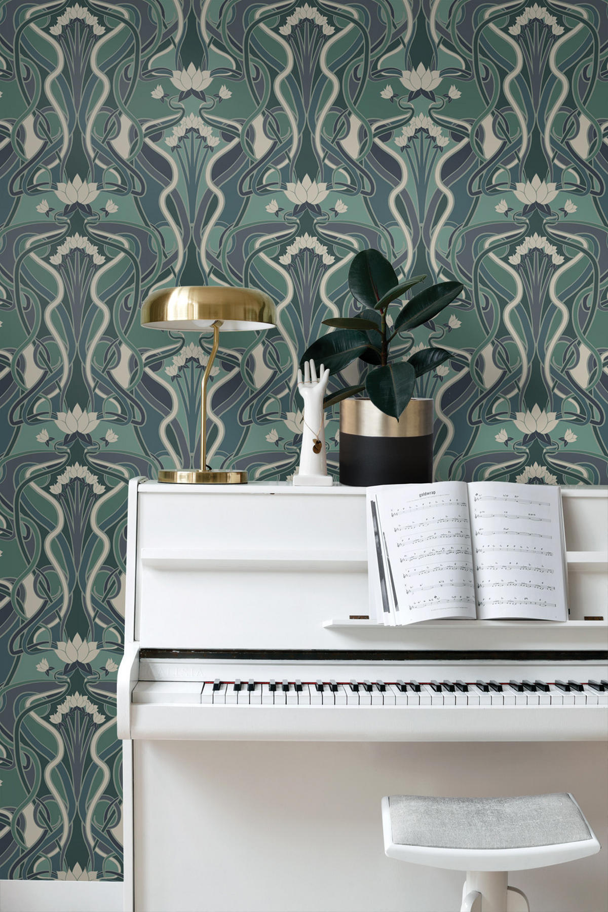 TAPETE Blumenmuster im Jugendstil 50 x 900 cm - Blau, Papier (50/900cm) - ESTAhome