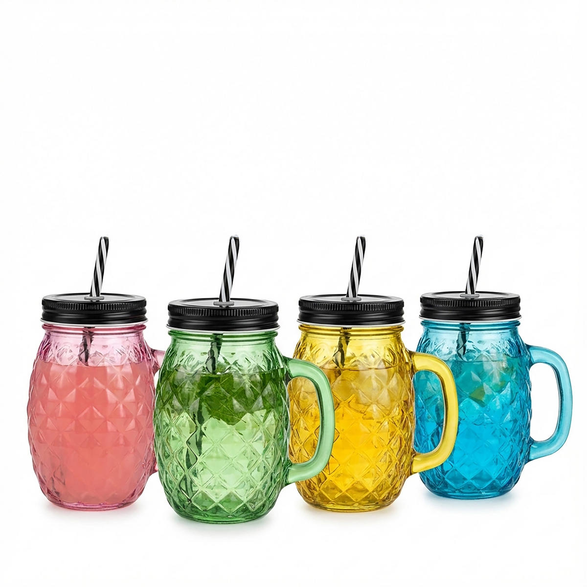 4XTRINKGLÄSER - Multicolor, Glas/Kunststoff - Relaxdays