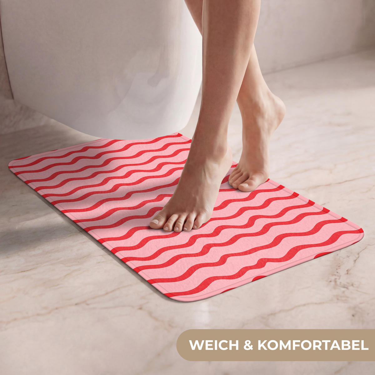 PREDLOŽKA PRED WC Hravé - vzor - červená 40x60 cm - ružová, textil/plast (40/1cm) - OnlyWow