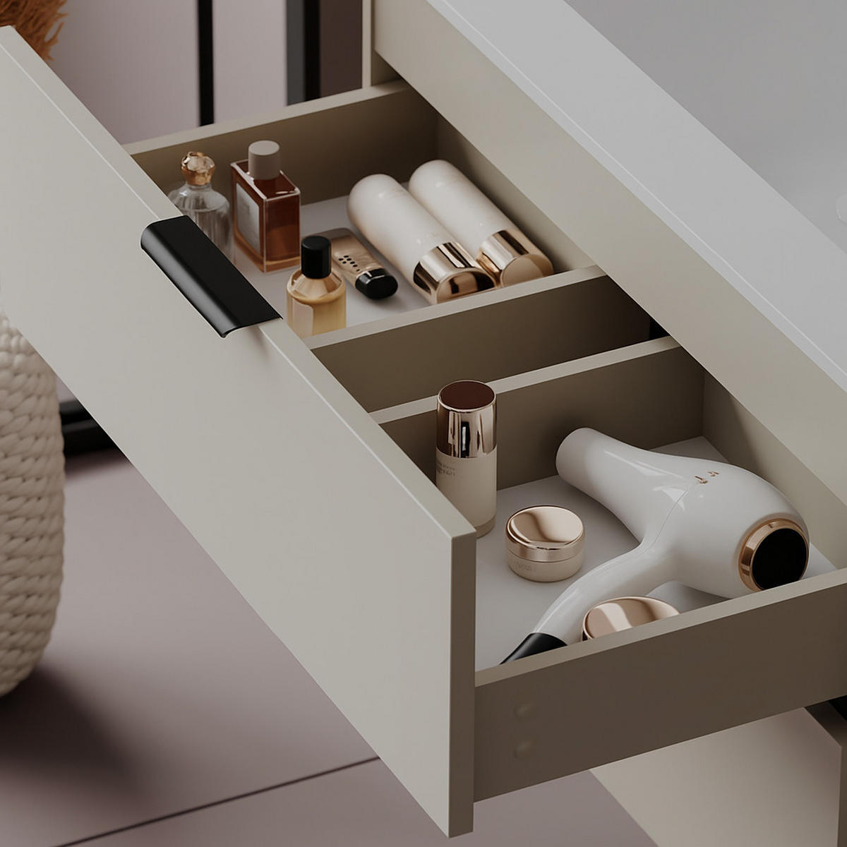 WASCHBECKENUNTERSCHRANK Pyra 2 Schubladen Cashmere - 80 x 46 x 52 cm - Kaschmir, Holz (80/46/52cm) - Badplaats