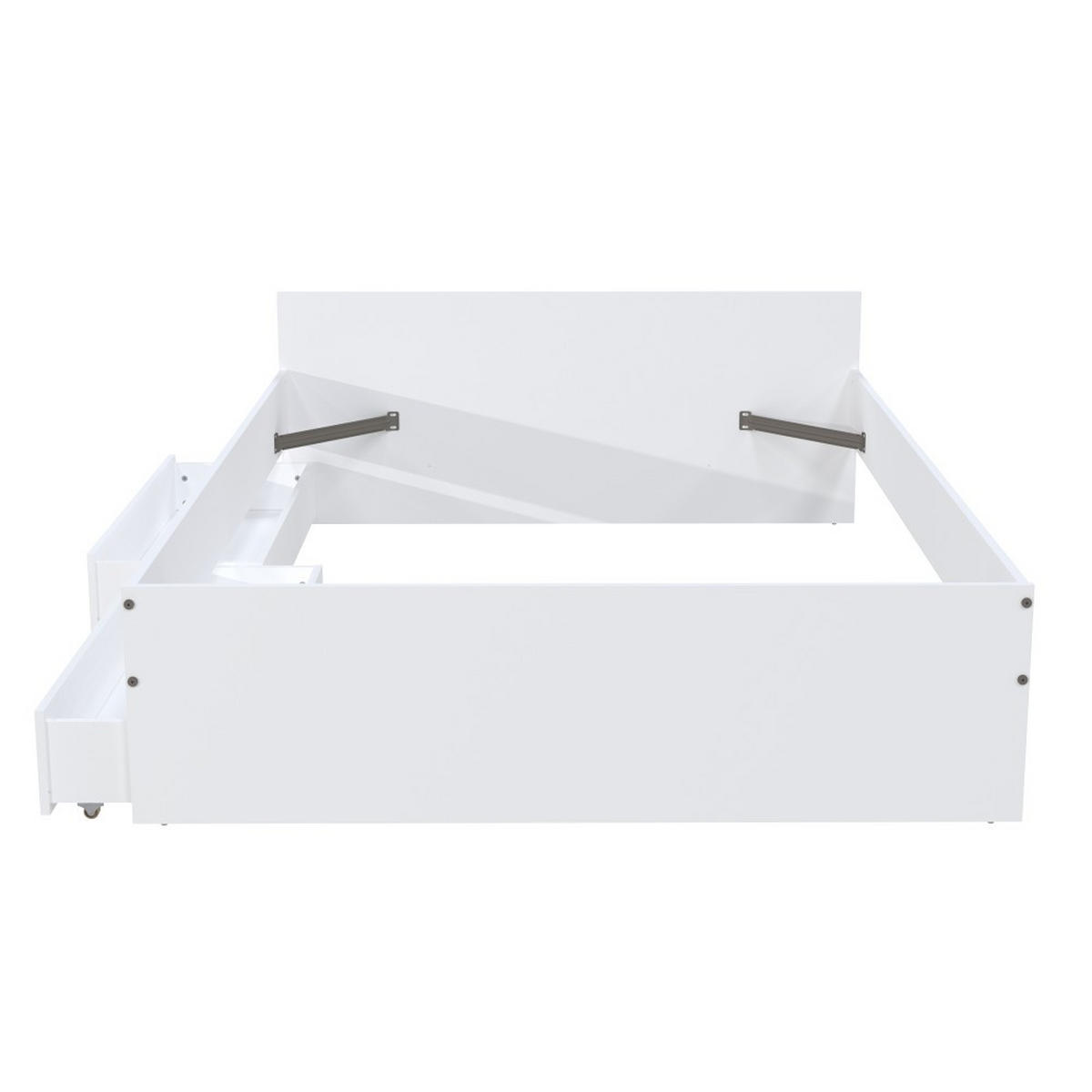 BETT KAPPA mit Schubladen/ Bett 140x190 - Weiß - Weiß, Holzwerkstoff (140/190cm) - Weber Industries