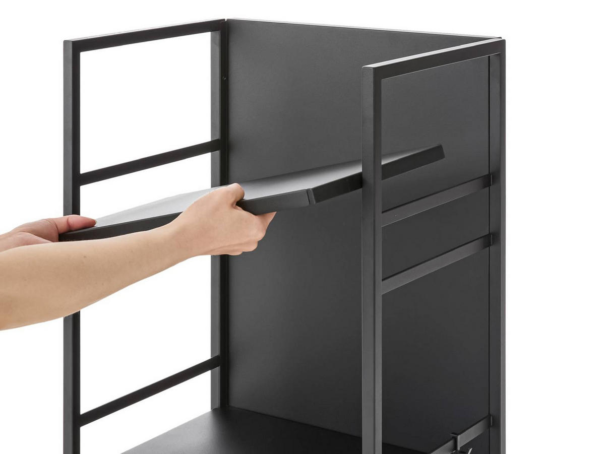 AUFBEWAHRUNGSWAGEN Tower schwarz 42/85/32 cm - Schwarz, Metall (42/85/32cm) - Yamazaki