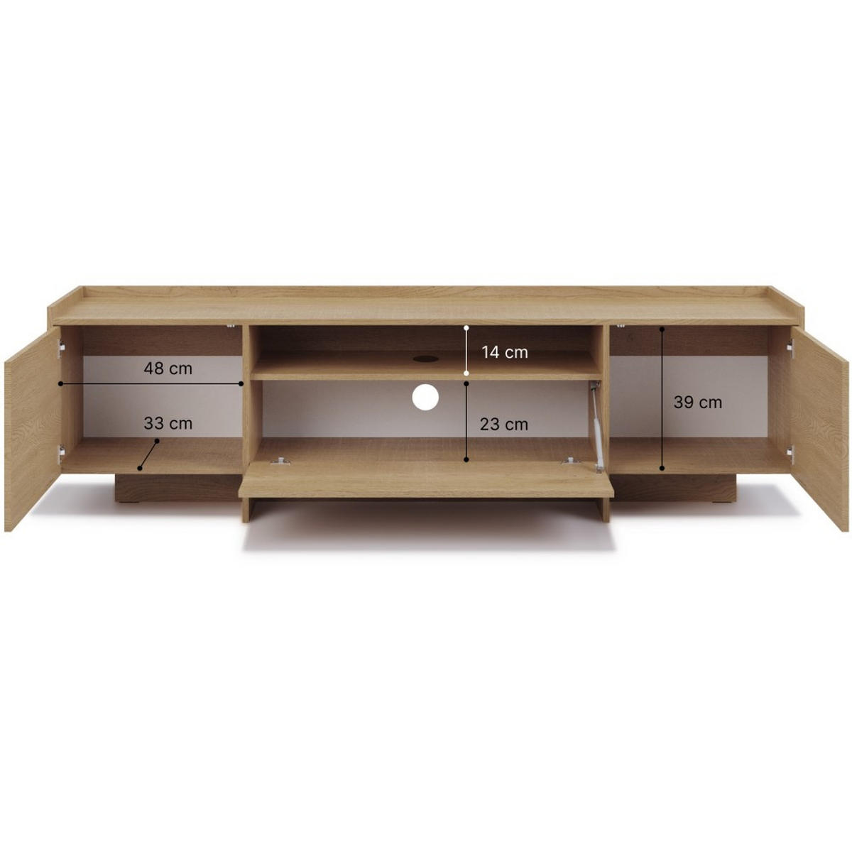 KOMMODE Juni + Lowboard im Japandi Stil, 200 cm, eiche Cremona - Eichefarben, Holzwerkstoff (200/90/38cm) - Beautysofa