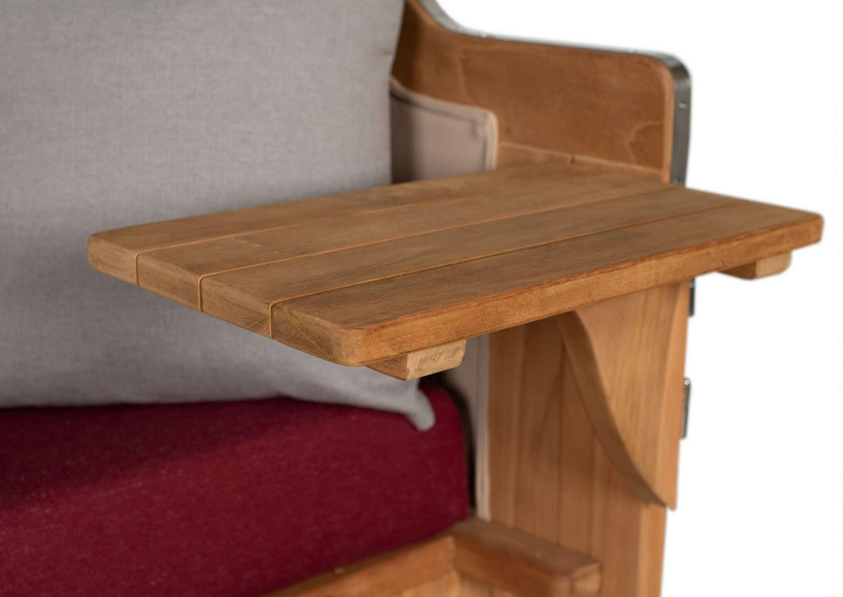 STRANDKORB XXL Düne Grande Teak Banana - Rot/Braun, Metall (142/170/95cm) - Mr. Deko