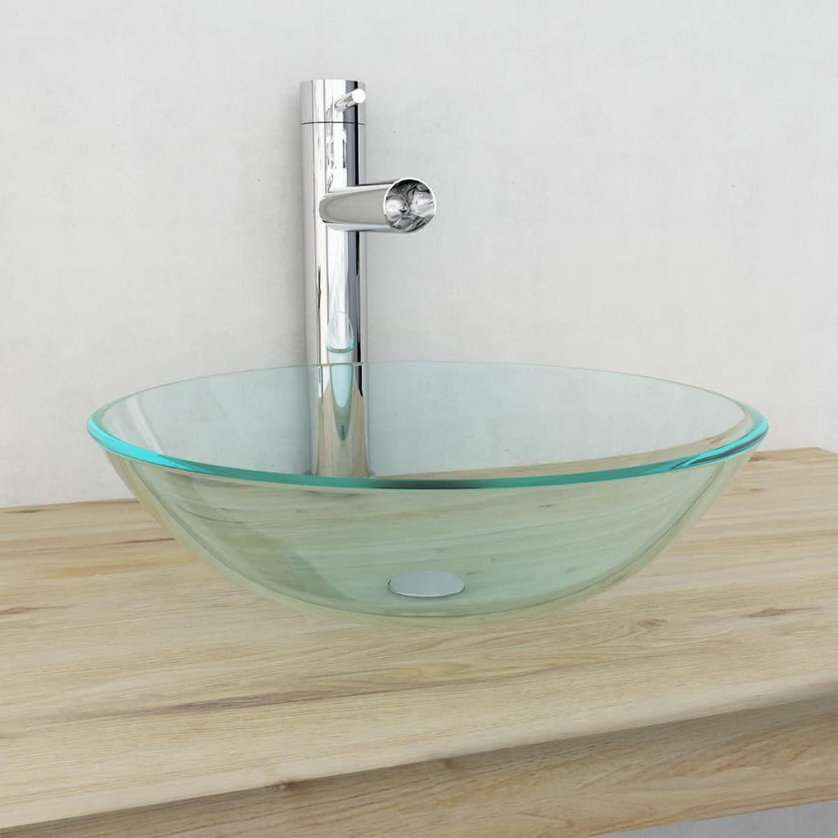 WASCHBECKEN 42/13 cm aus Hartglas Transparent - Silberfarben, Glas (42/13/42cm) - vidaXL