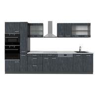 KÜCHENZEILE R-Line Schwarz Beton/Anthrazit 350 cm, AP Marmor - Anthrazit/Schwarz, Holzwerkstoff (350/81.6/60cm) - Vicco
