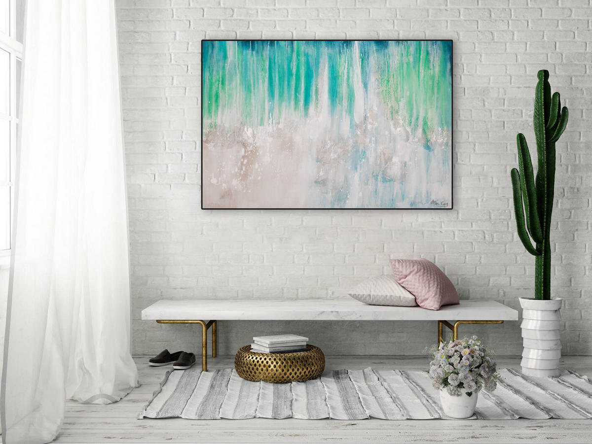 ACRYLBILD HANDGEMALT 120/80 cm - Blau, Holz/Textil (120/80cm) - KUNSTLOFT