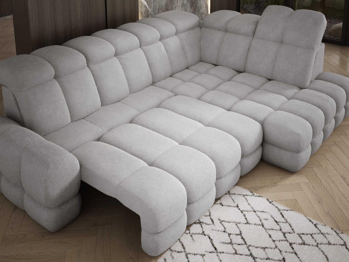 ECKSOFA TOLLO Anthology-stoff L-form 302x217x105 cm grau - Silbereichenfarben, Holz/Textil (217/302cm) - DomoHome