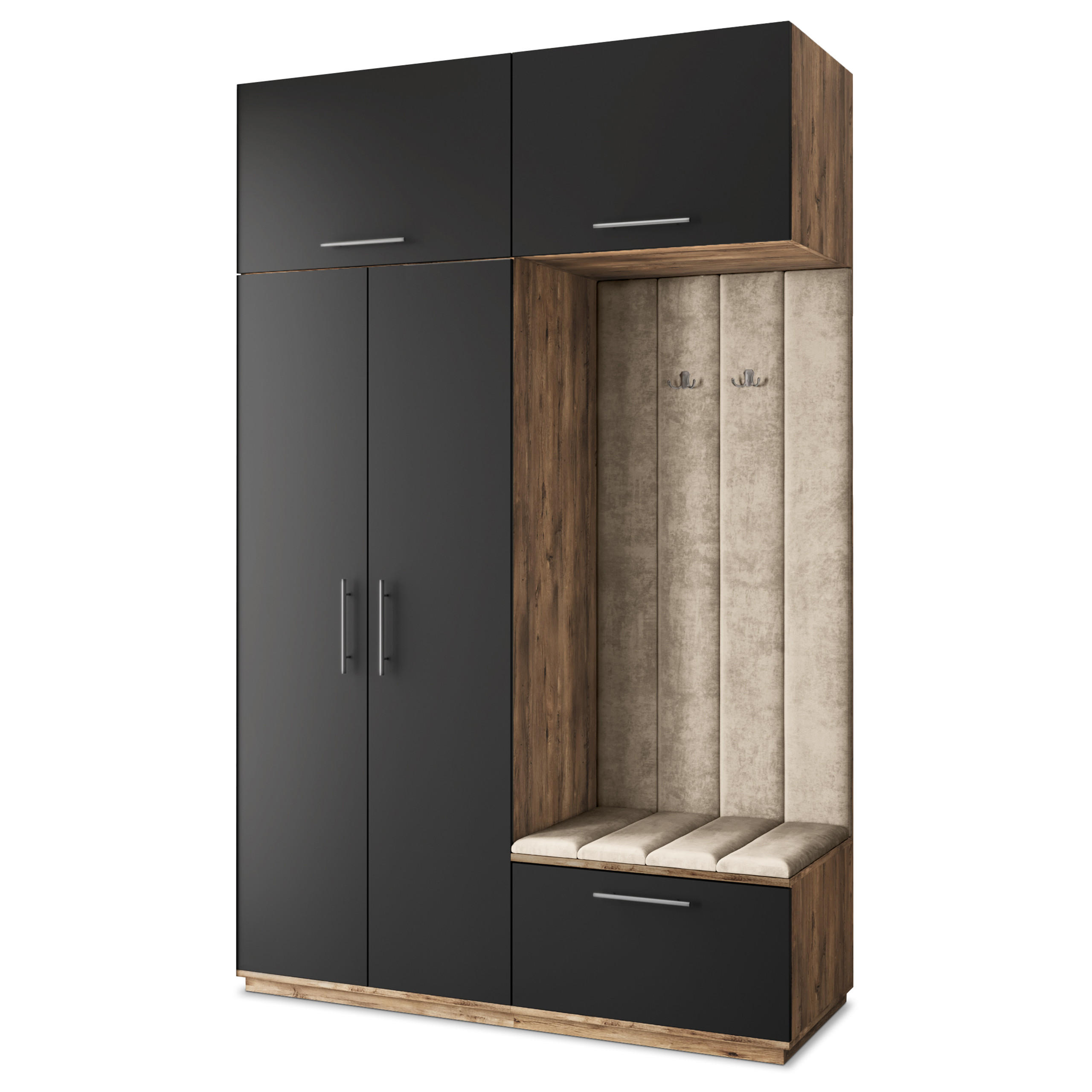 GARDEROBENSCHRANK REMA 150/240/60 cm Modern Eichefarben - Eichefarben/Schwarz, Holzwerkstoff (150/240/60cm) - MASSENO