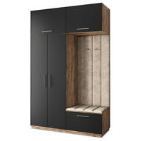 GARDEROBENSCHRANK REMA 150/240/60 cm Modern Eichefarben - Eichefarben/Schwarz, Holzwerkstoff (150/240/60cm) - MASSENO