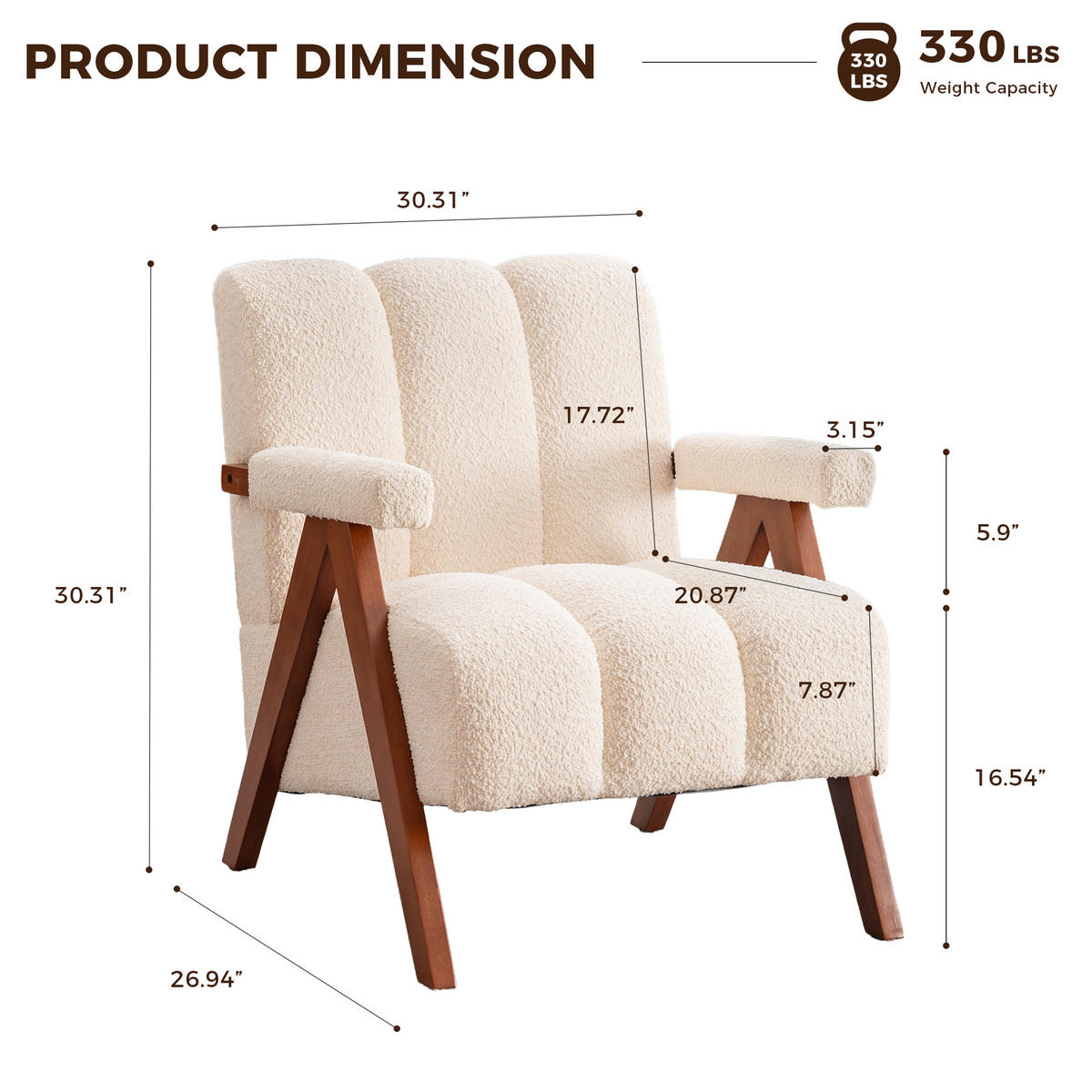 SESSEL Bouclé Beige mit Holzrahmen - Beige, Holz/Holzwerkstoff (77/77/68.5cm) - WISHDOR