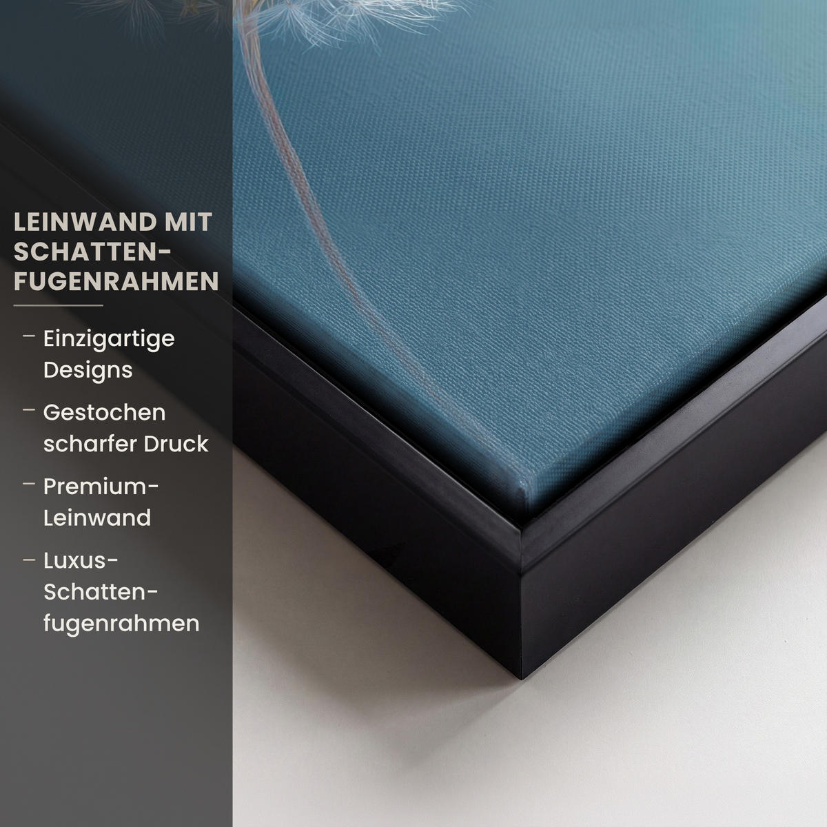 LEINWAND Bilder mit Rahmen - Löwenzahn - Wind - Blau - 20x30 - Blaugrau, Textil (20/30cm) - MuchoWow