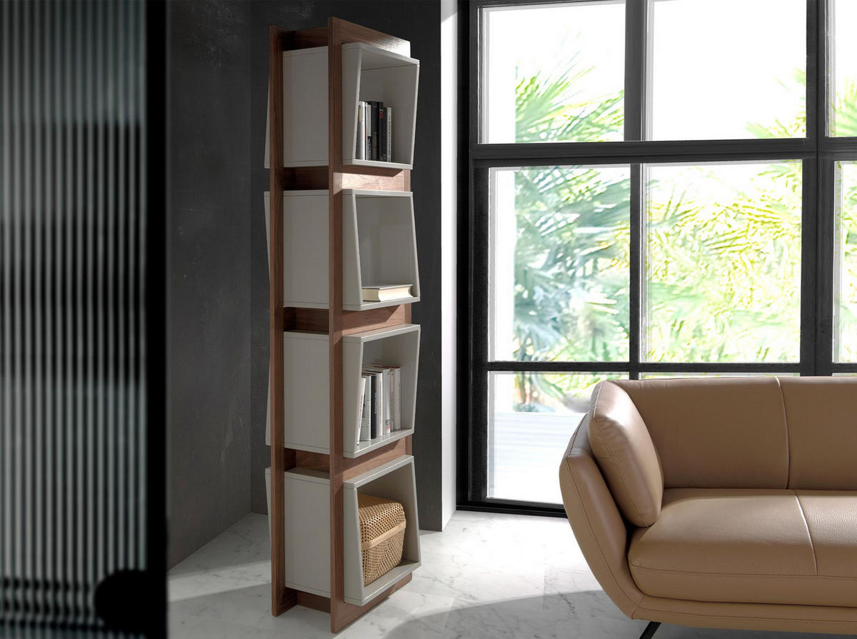 REGAL Walnuss-Würfelregal 50/41/200 cm - Walnussfarben/Grau, Holz (50/200/41cm) - ANGEL CERDA