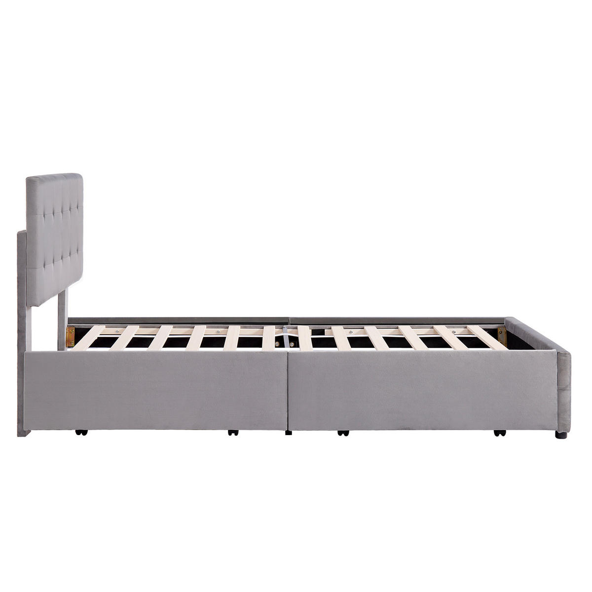 POLSTERBETT 140/200 cm grau mit Schubladen und Lattenrost - Grau, Textil (140/200cm) - OKWISH