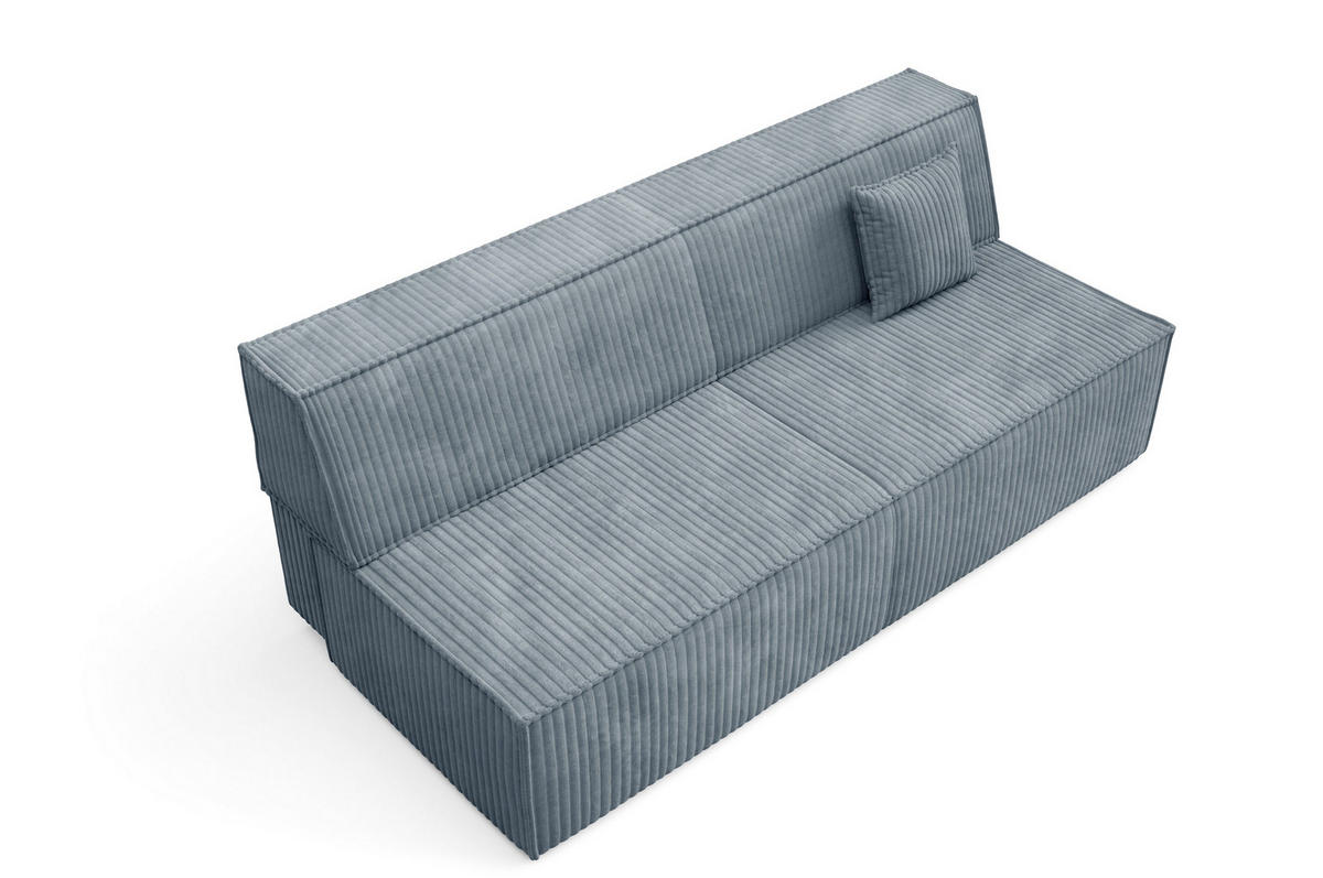 BETTSOFA TESSO Grau Kordstoff mit Schlaffunktion - Grau, Holz (202/74/94cm) - MASSENO