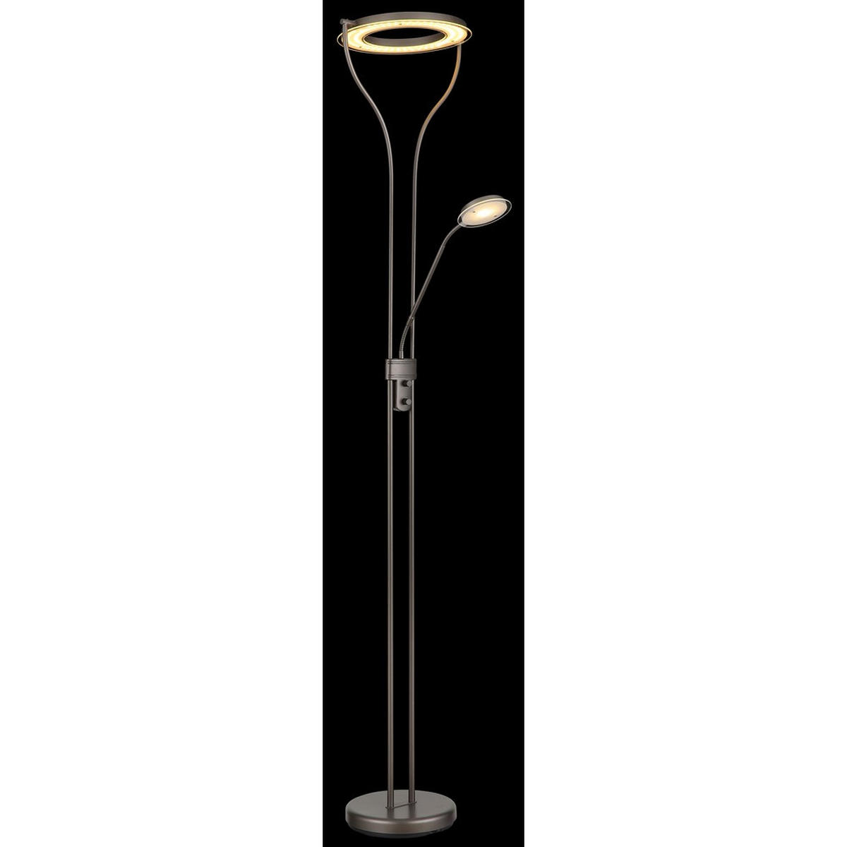 LED DECKENFLUTER EBRO Metall kaffeefarben matt - Braun, Glas (35/30/194cm) - Globo Lighting