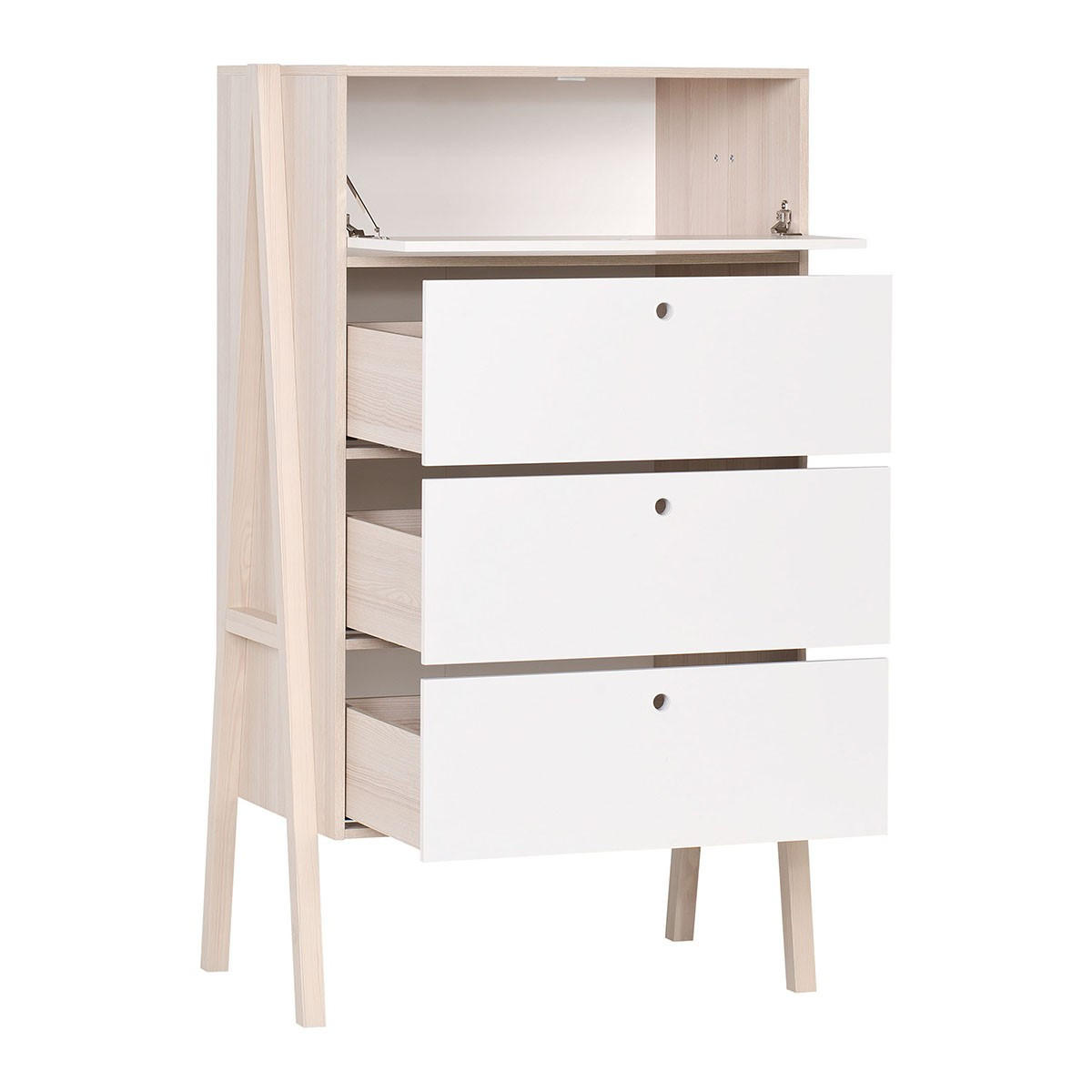 KOMMODE mit 3 Schubladen und 1 Klapptür - SPOT - Braun, Holzwerkstoff (60/150/88cm) - Calicosy