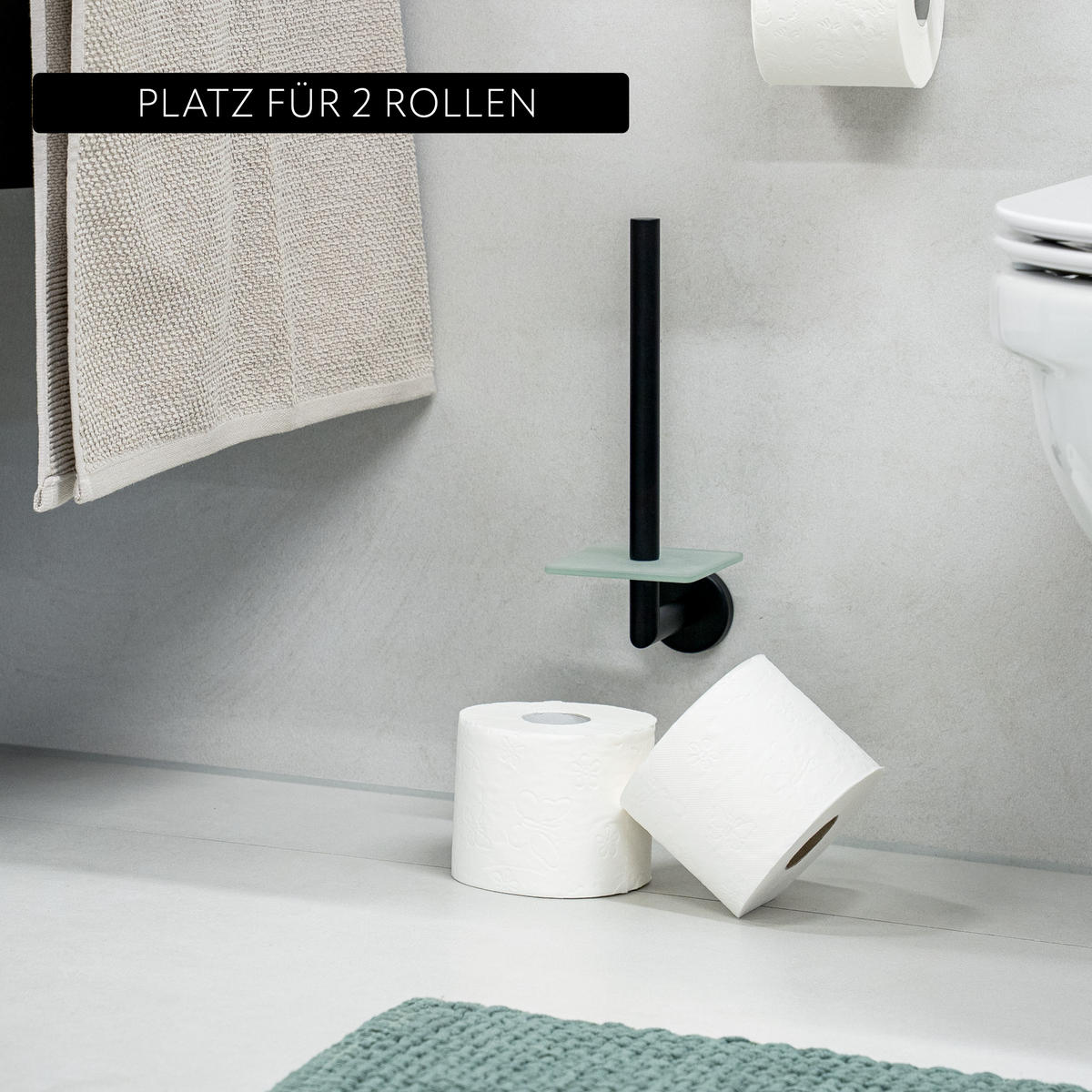 TOILETTENPAPIERHALTER PIAZZA BLACK, Glas und Edelstahl, schwarz - Schwarz, Metall (10/29/14cm) - bremermann