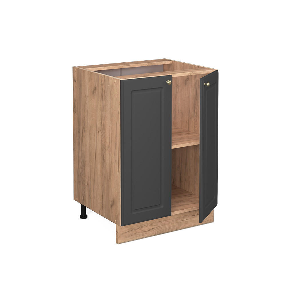 KÜCHENUNTERSCHRANK Fame-Line Anthrazit-Gold 60 cm, AP Marmor - Anthrazit/Eiche Wotan, Holzwerkstoff (60/82/60cm) - Vicco