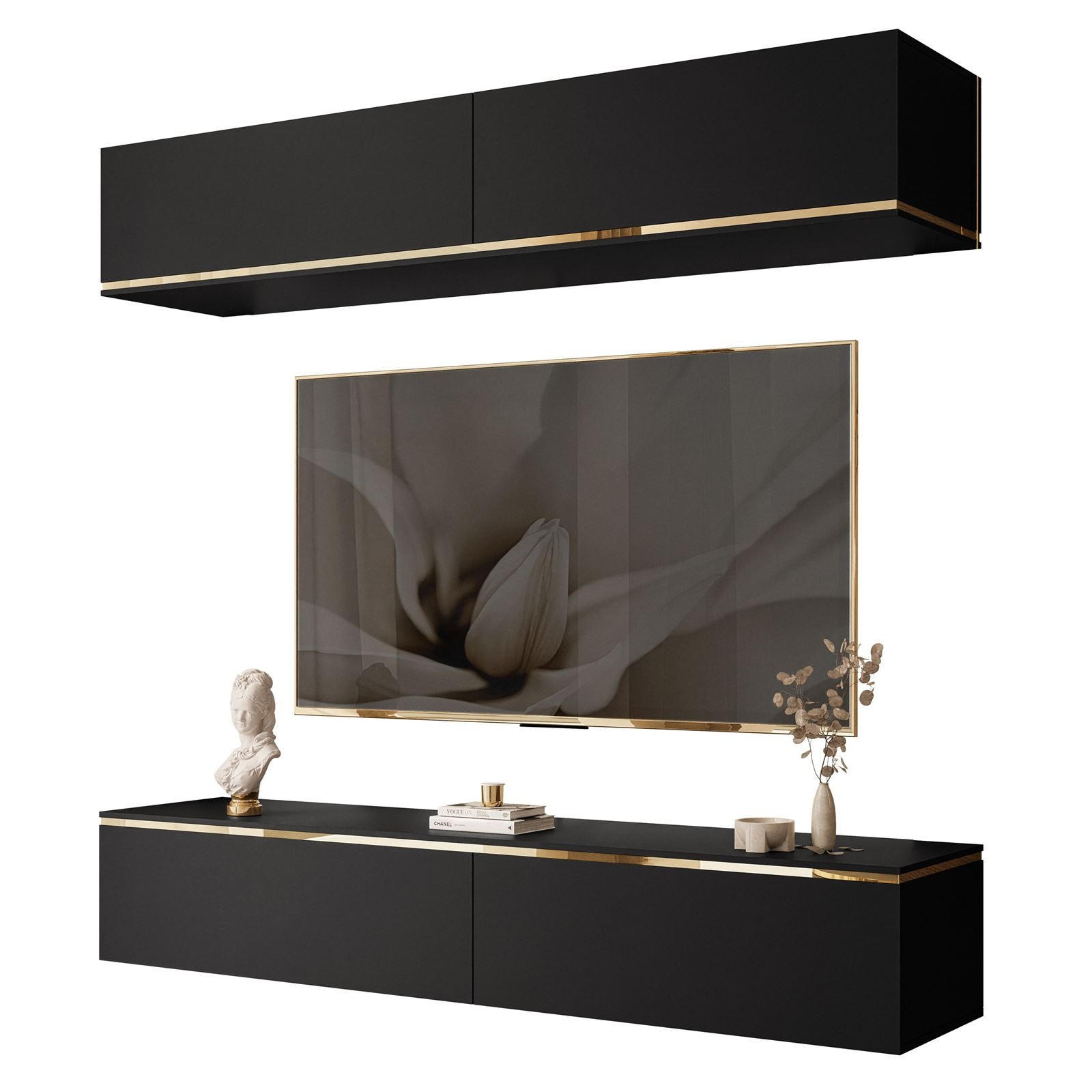 Lookway Wohnwand Schwarz 180x32x40 cm