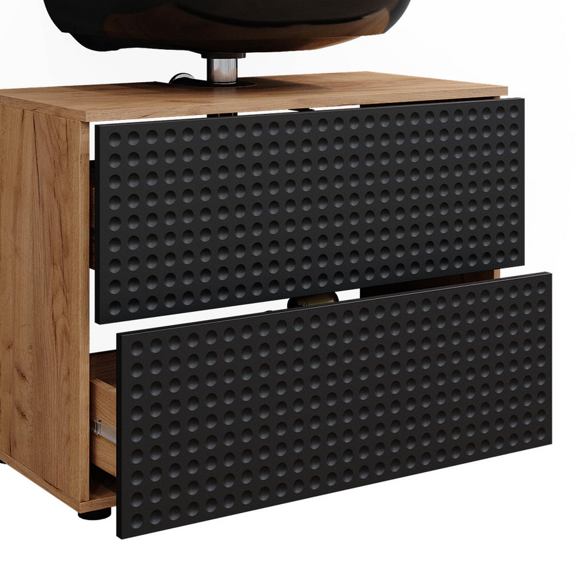 BADMÖBEL-SET Irma Anthrazit gepunktet 2 Teile, Unterschrank 80 cm - Honigeiche/Anthrazit, Holzwerkstoff (80/58.6/41cm) - Vicco