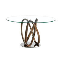 ESSTISCH Rund Glas Walnuss Ø130/75 cm - Transparent/Walnussfarben, Glas/Holz (130/130/75cm) - ANGEL CERDA