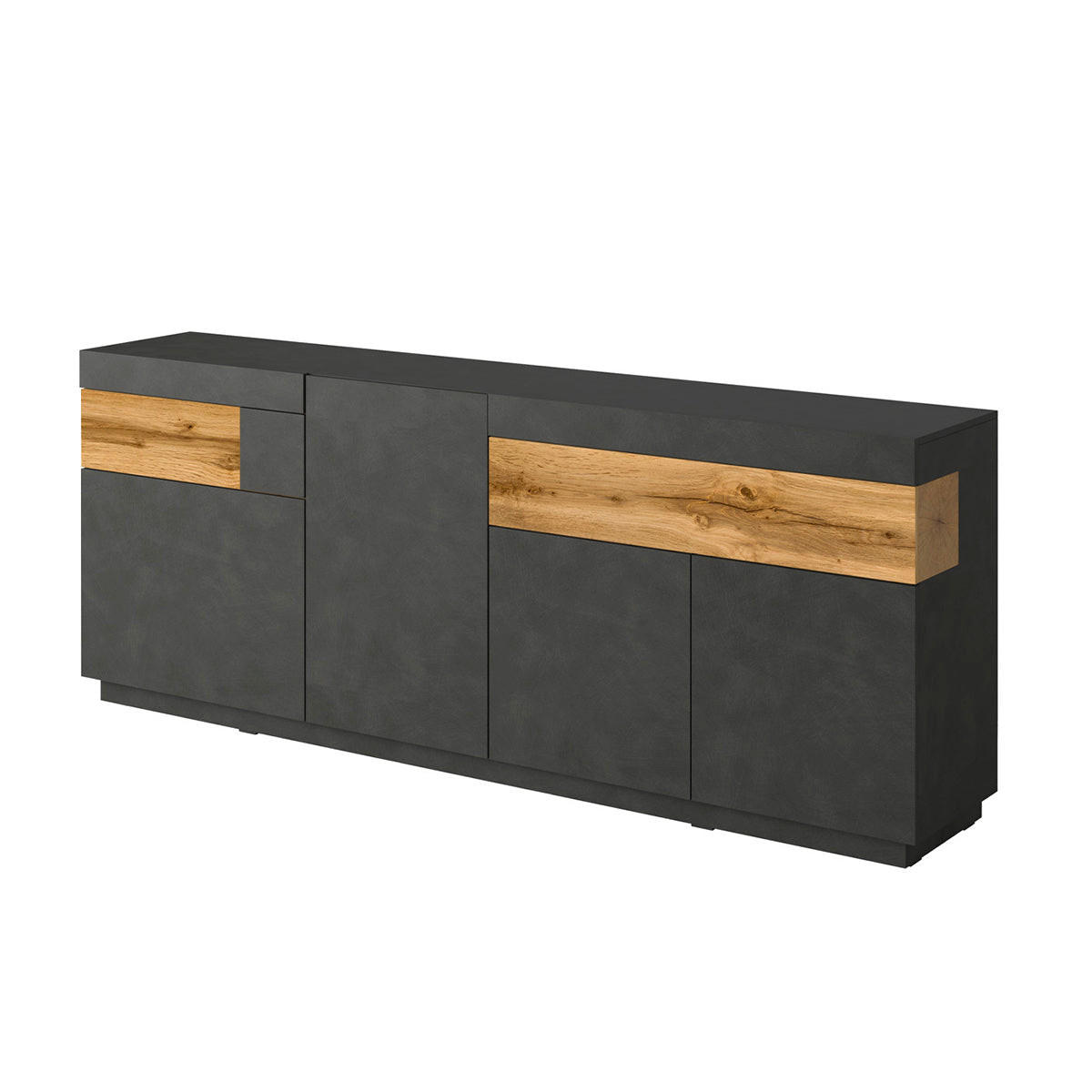 KOMODA Andrea Antracitová sivá a drevo - sivá, kompozitné drevo (219/85/40cm) - Petits-meubles