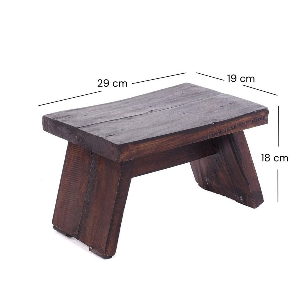 Thumbnail - Design Delights Fusshocker, Dunkelbraun, Holz, 29x18x19 cm, Wohnzimmer, Hocker, Sitzhocker