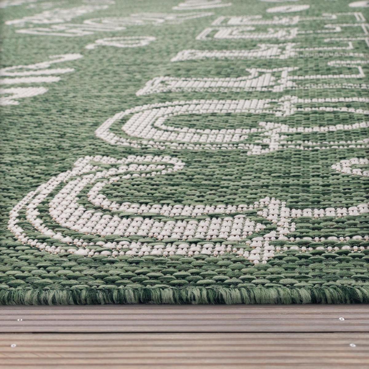 TEPPICH Kurzflor Schriftzug Wohnzimmer schmutzabweisend Grün Läufer 80x150 - Grün, Textil (80/150cm) - KADIMA DESIGN