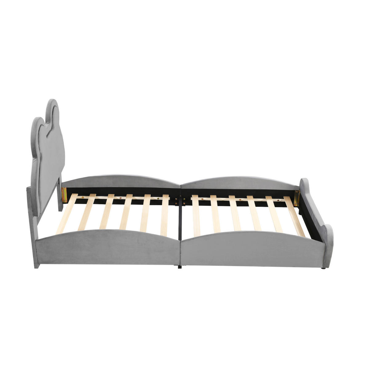 POLSTERBETT 90/200 cm Bärenform grau aus Samt - Grau, Textil (90/200cm) - OKWISH