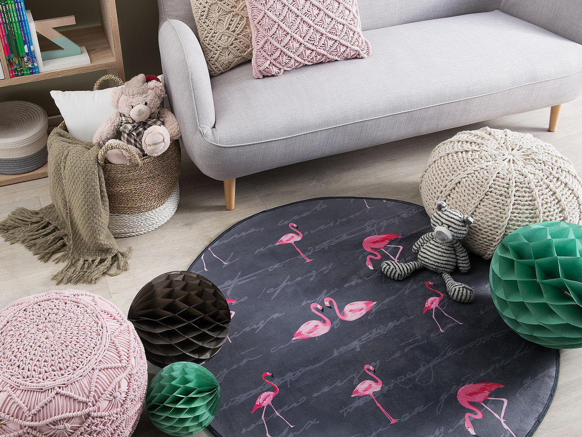 KURZFLOR-KINDERTEPPICH Kerte 120/120 cm - Grau, Kunststoff (120/120cm) - Beliani
