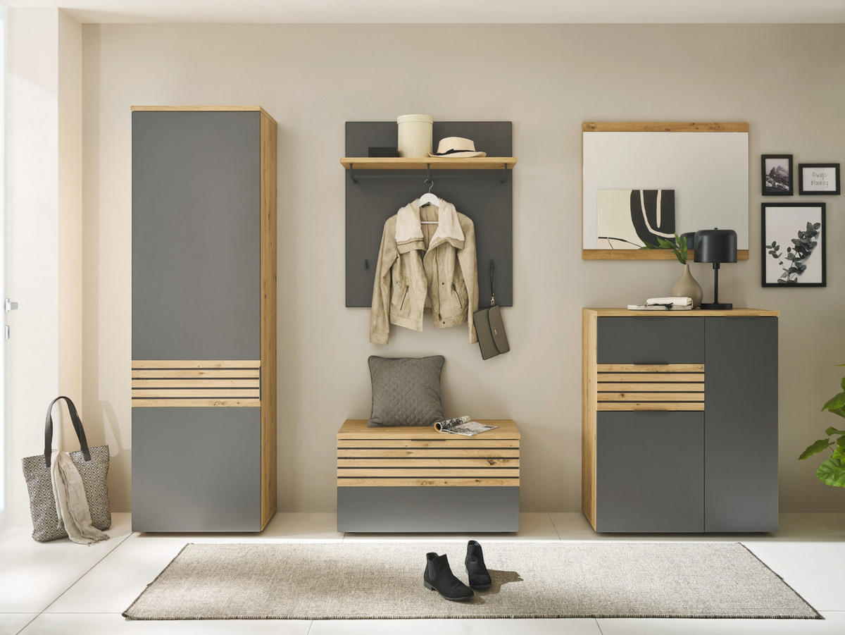 GARDEROBE 5-teilig in 290/200/38 cm - Grau, Holz (290/200/38cm) - moebel dich auf