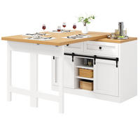 KÜCHENINSEL-ESSTISCH Weiß 120–197×40×72 cm mit 360° drehbarer Tischplatte und Barn-Schiebetüren aus Holzwerkstoff und Metall - Weiß, Holzwerkstoff (120/72/40cm) - Luhomfu
