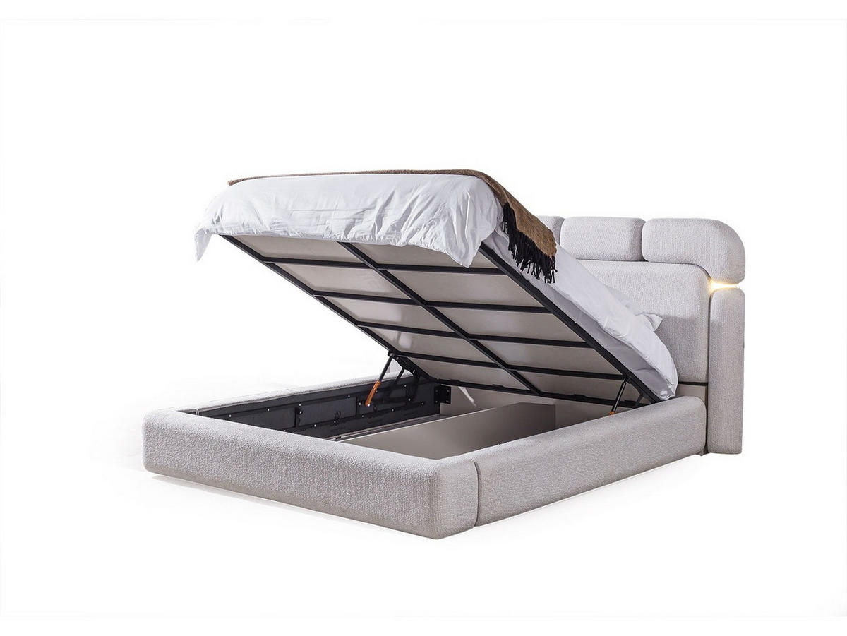 BETTANLAGE Avva Typ-2 Bett mit Kopfteil, 2 Nachttische und Kommode - Weiß, Holzwerkstoff (160/200cm)