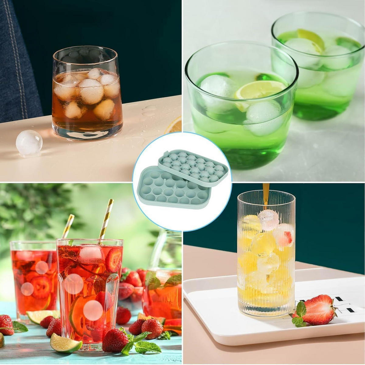EISWÜRFELFORM 2-teiliges Set Rund Silikon Grün - Grün, Kunststoff (12/3.8/20cm)