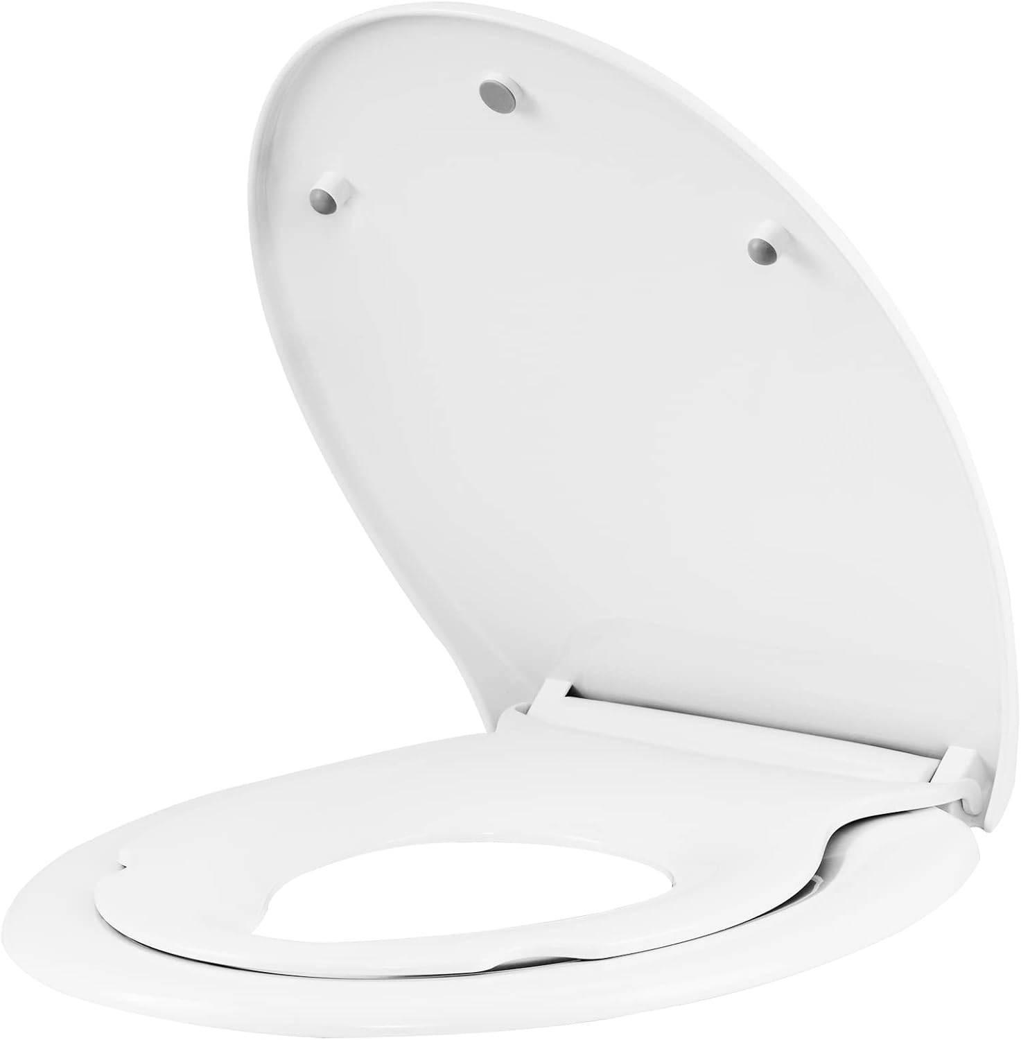 TOILETTENDECKEL mit Kindersitz, Montage von oben, O-Form - Weiß, Kunststoff (37/2.5/45cm) - Woltu