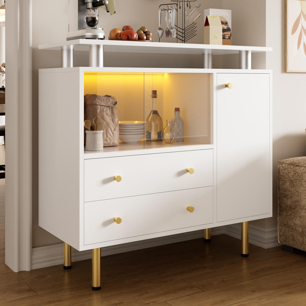 SIDEBOARD Weiß 80/35/80 cm - Weiß, Glas (80/80/35cm) - PANGIVO