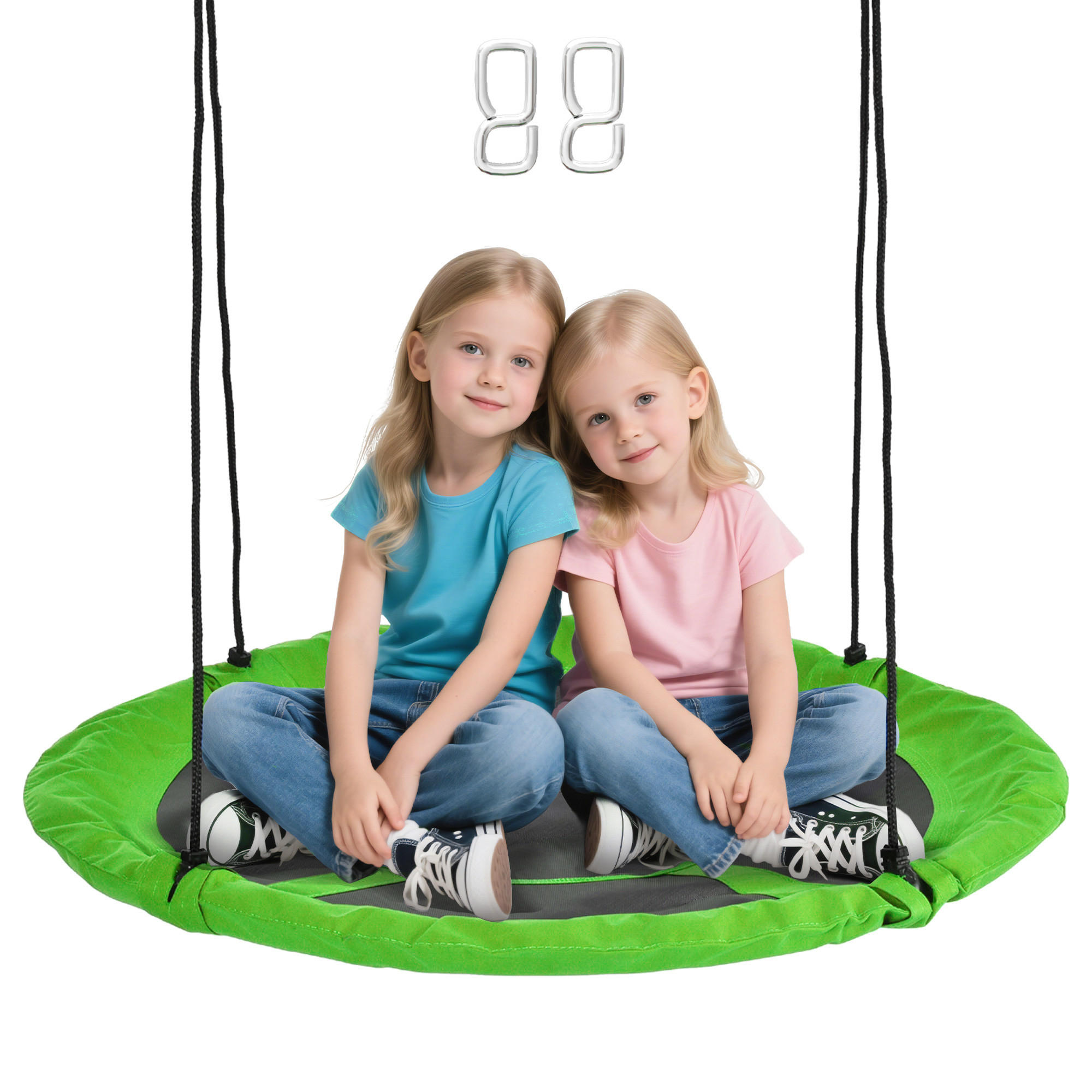 NESTSCHAUKEL DE-17952 Ø 110 cm im Korb-Design mit 4 Ringen Grün - Grün, Textil (110/110cm) - ComfortXL