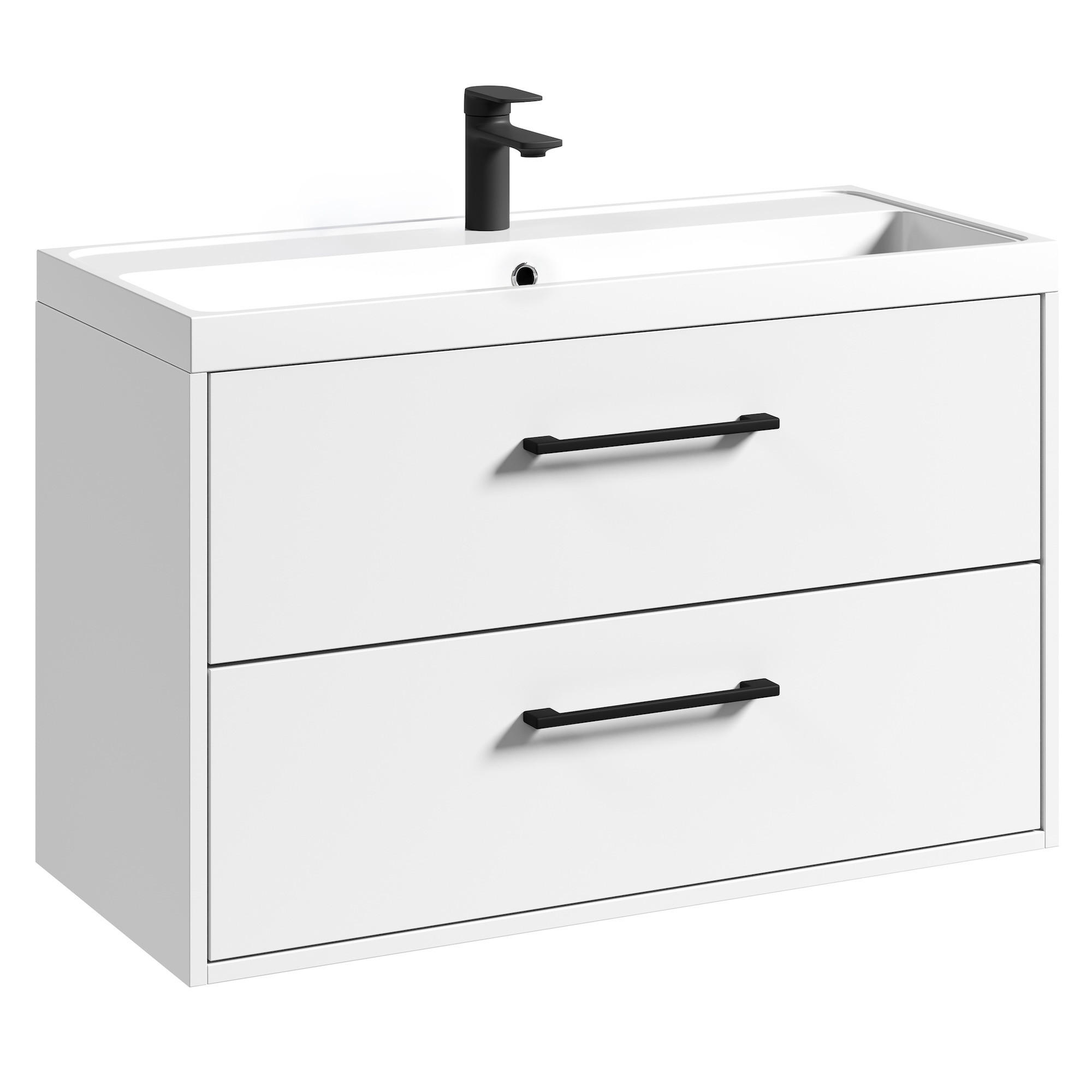 BADMÖBEL-SET Florence 2 Teile Weiß Hochglanz - 80 x 35 x 51 cm - Weiß, Holz (80/55/40cm) - Badplaats