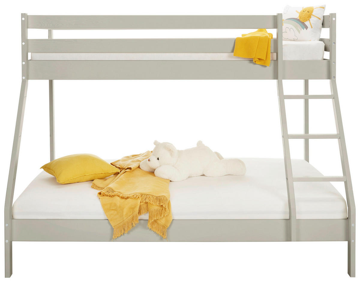 ETAGENBETT Denis Grau ca. 90 / 200 / 140 / 200 cm - Grau, Holzwerkstoff - Zandiara