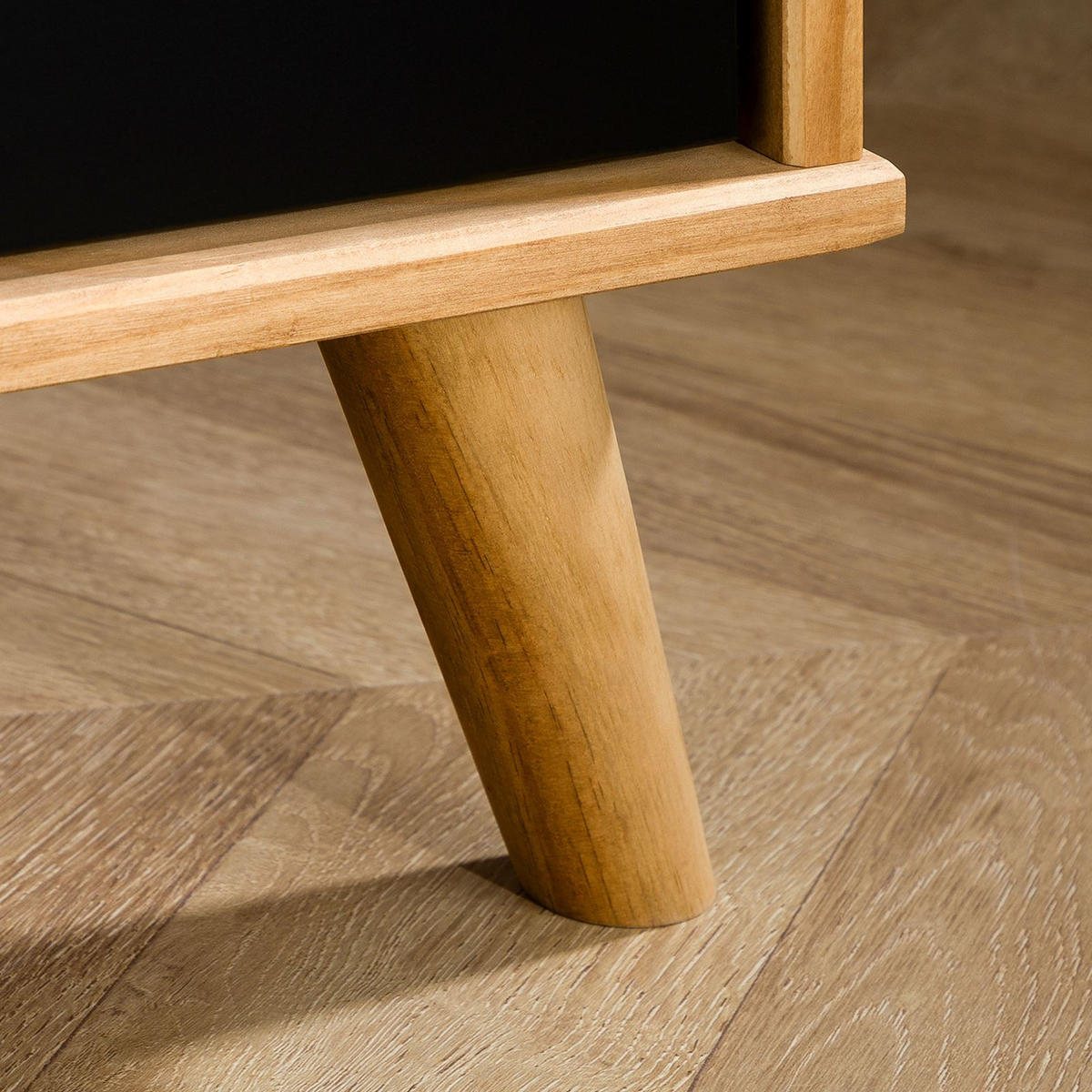 NACHTTISCH COLIMA schwarz/Vintage - Dunkelbraun/Schwarz, Holz (50/46/40cm) - IDIMEX