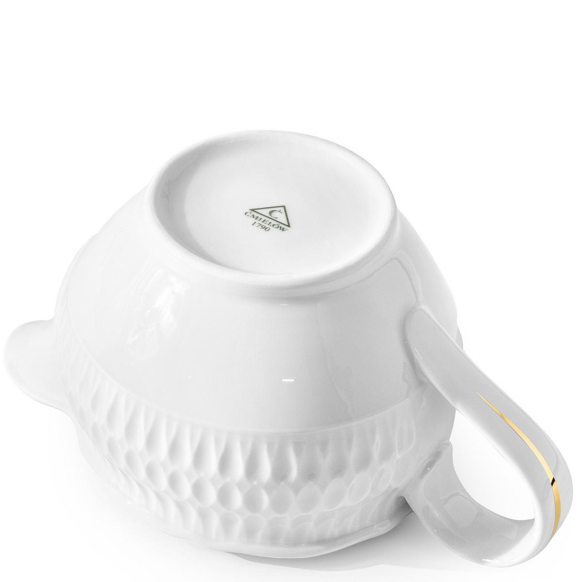 SAUCIERE MIT UNTERTASSE CMIELOW SOFIA GOLDRAND aus Porzellan - Weiß, Keramik (17.5/18/9cm) - KONSIMO®