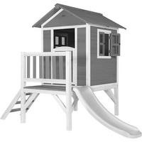 SPIELHAUS Lodge XL, kühles Grau, weiße Rutsche - Grau, Holz (240/189/167cm) - Axi House