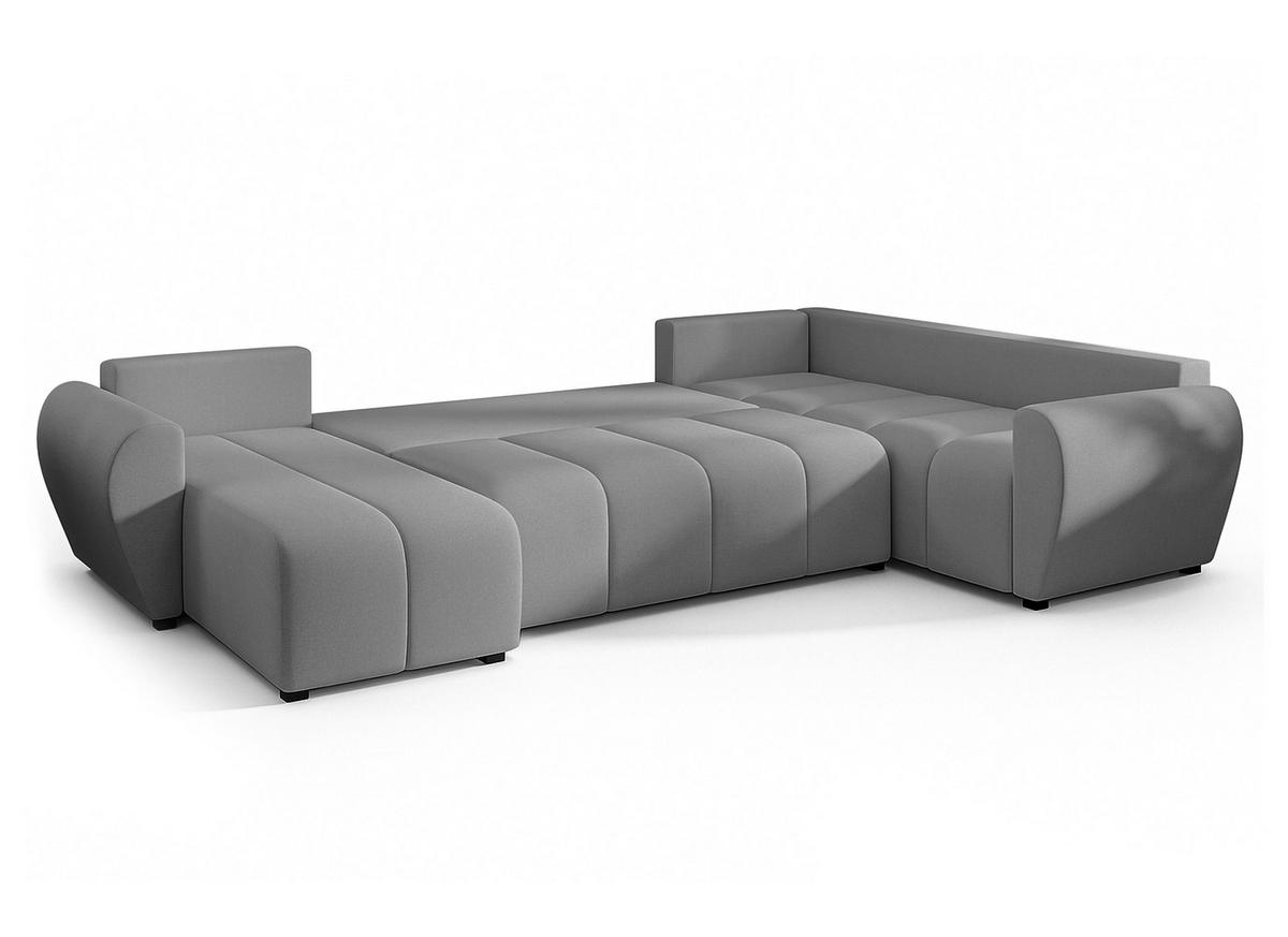 WOHNLANDSCHAFT Malatya U Form MAX Hellgrau 311/145/82 cm mit Schlaffunktion - Hellgrau/Schwarz, Kunststoff/Textil (208/82/303cm) - AX Living