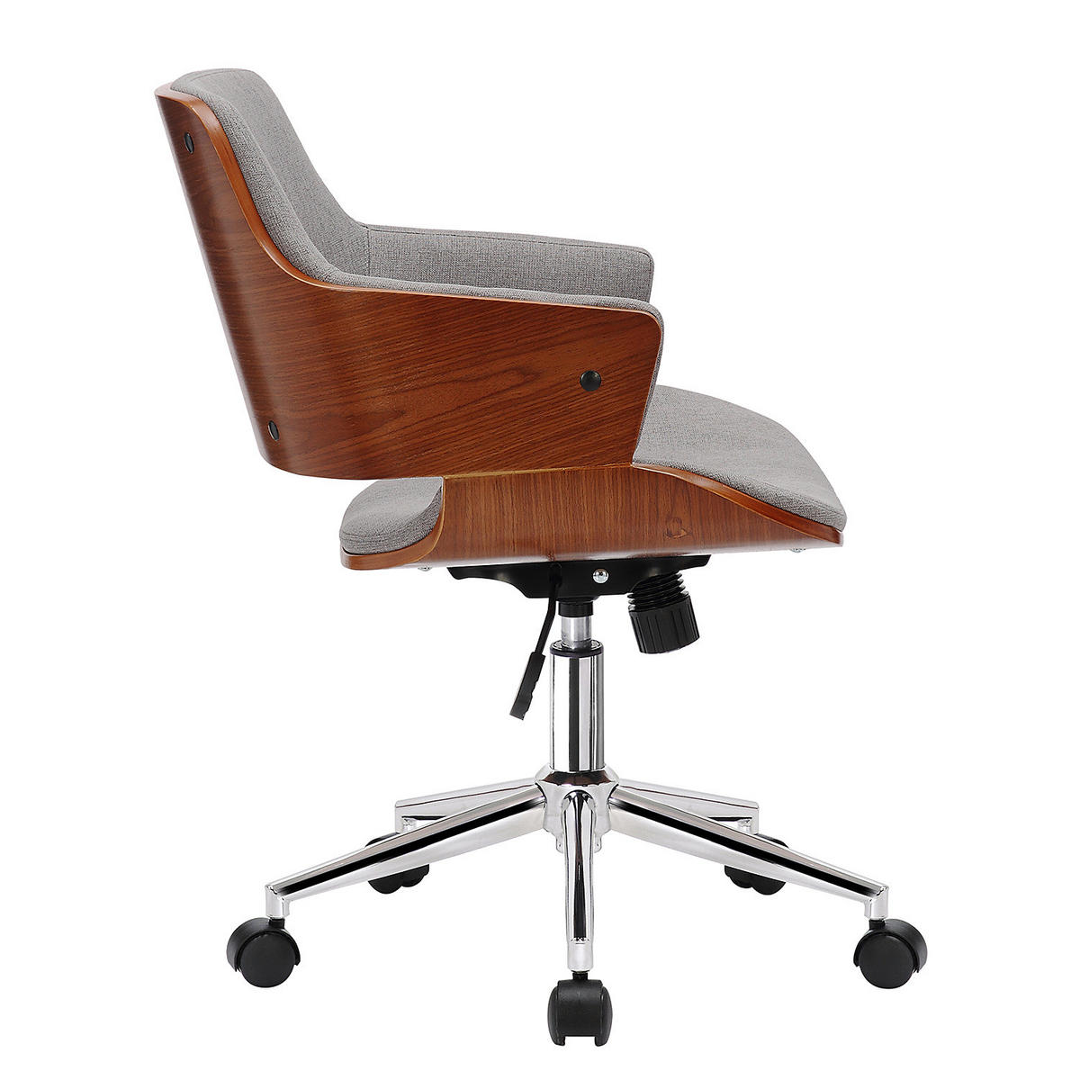 BÜRODREHSTUHL - Webstoff / Sperrholz - Grau, Holzwerkstoff/Textil (54/82/60cm) - home24