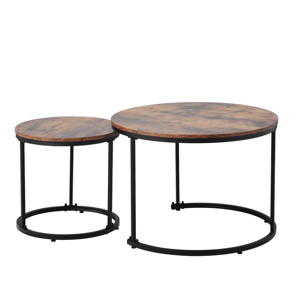 COUCHTISCH-SET 70,5/45,5 cm, Nesting-Tisch-Set aus MDF und Metall in Braun - Braun, Holzwerkstoff (70.5/70.5/50cm) - BEAOK