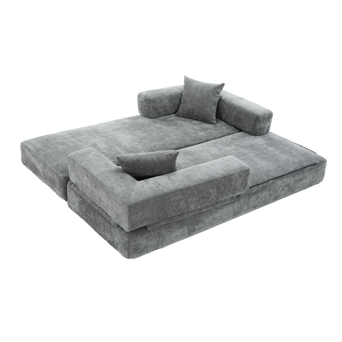 MODULÁRNÍ POHOVKA z žinylky, tmavě šedá - tmavě šedá, textil (198/60/79cm) - Urban Meuble