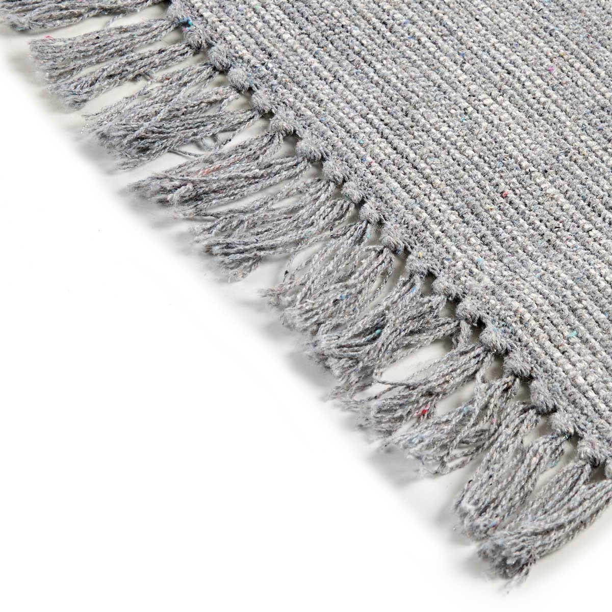 FRANSENTEPPICH 100% Baumwolle 180/120 cm - Grau, Naturmaterialen (120/180cm) - Giftdecor
