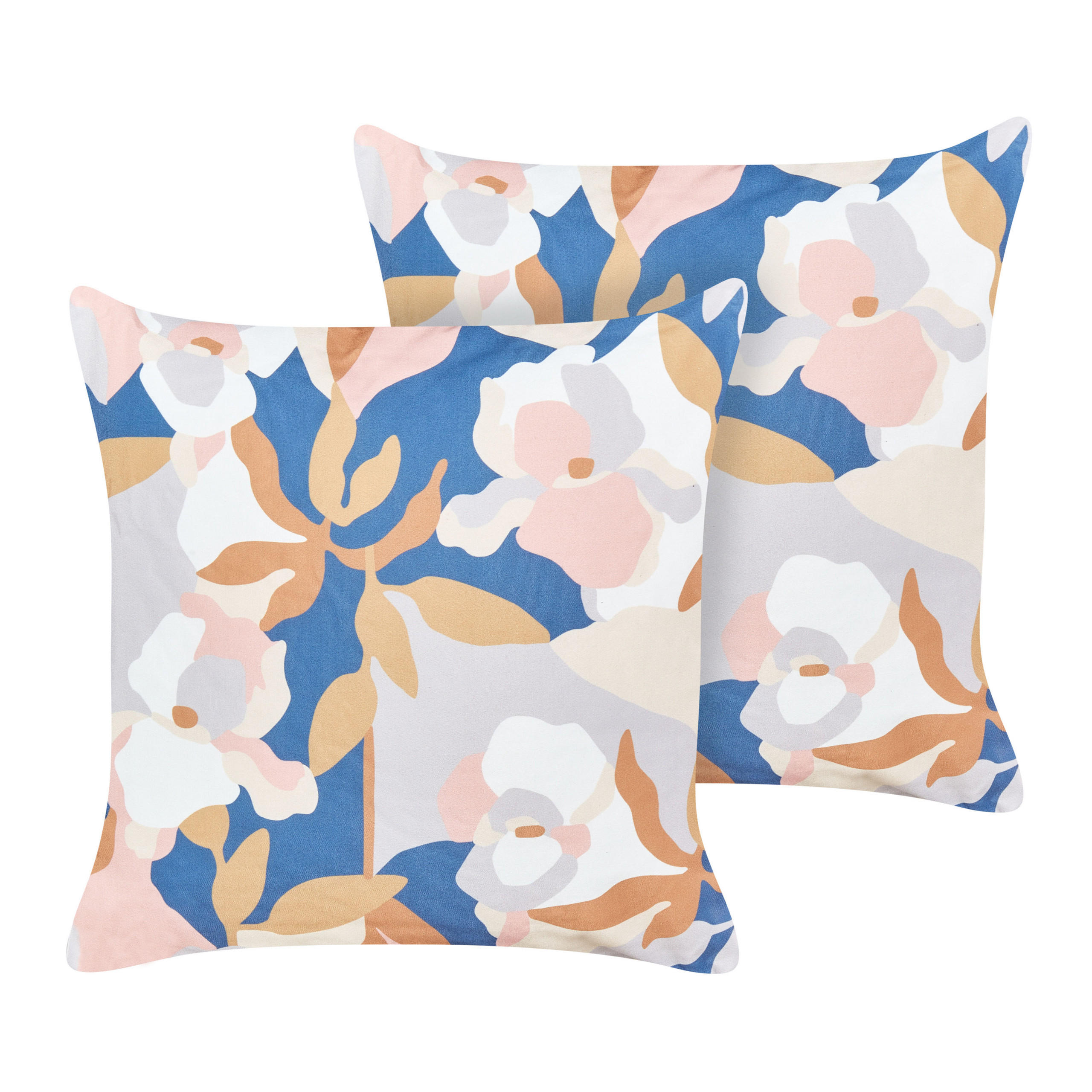 GARTENKISSEN 2er-Set Blumenmuster mehrfarbig 45/45 cm Verezzi - Multicolor, Textil (45/45cm) - Beliani