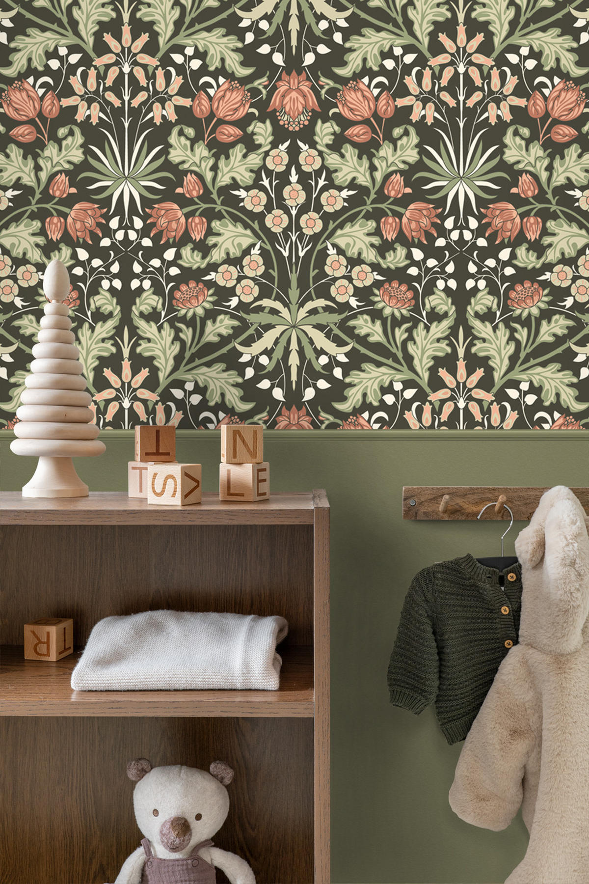 TAPETE Blumenmuster im Jugendstil 50 x 900 cm - Grün, Papier (50/900cm) - ESTAhome